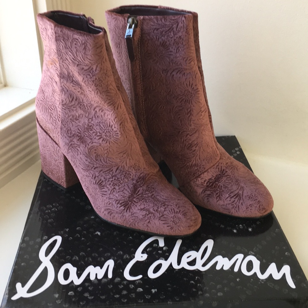 Sam Edelman Taye Mauve Embossed Bootie